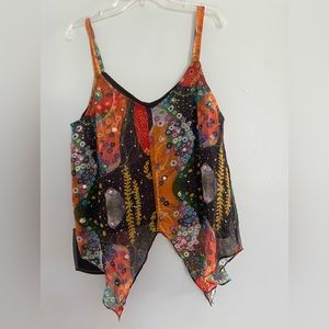 Colorful tank top rainbow flowers stars beads